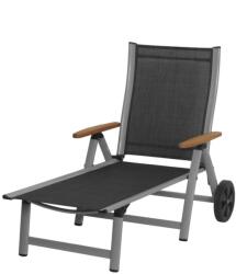 Sun Garden Ass comfort állítható, alumínium kerti nyugágy - ezüst/fekete - konyhagepbolt