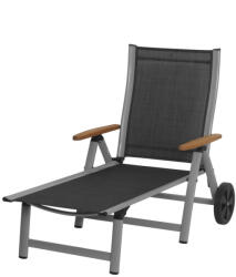 Sun Garden Ass comfort állítható, alumínium kerti nyugágy - ezüst/fekete