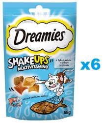 Dreamies ShakeUps Multivitamins 6x55g macska csemege tengeri herkentyű lakoma lazac, tonhal és garnélarák ízesítéssel