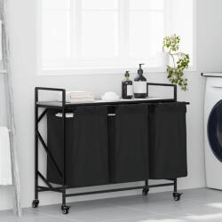vidaXL szürke sonoma mosodai kosár 3 rekeszes kerekekkel (859093) - vidaxl