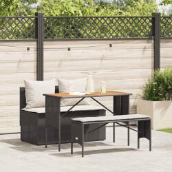 vidaXL 3 részes fekete polyrattan kerti étkezőgarnitúra párnákkal (4104190) - vidaxl