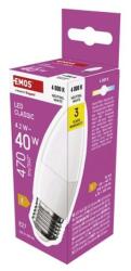 EMOS LED izzó Classic gyertya / E27 / 4, 2 W (40 W) / 470 lm / Természetes fehér