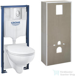 GROHE SOLIDO falra szerelhető WC szett, Bau Ceramic wc és soft close ülőkével, Grohe Start króm nyomólappal 36530000 (36530000)