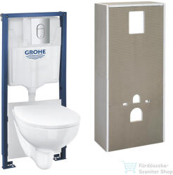 GROHE SOLIDO falra szerelhető WC szett, Bau Ceramic wc és soft close ülőkével, Grohe Arena króm nyomólappal 36531000 (36531000)
