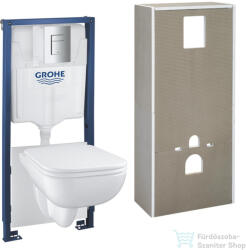 GROHE SOLIDO falra szerelhető WC szett, Start Edge wc és soft close ülőkével, Grohe Even króm nyomólappal 36532000 (36532000)