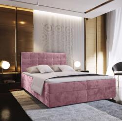 Kárpitozott boxspring ágy GLORIEN VELVET 160x200 cm rózsaszín Matrac: Bonell rugós matrac