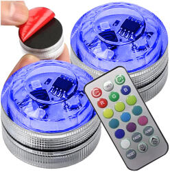 Malatec Vízálló RGB LED lámpa távirányítóval, 13 különböző szín 2db/csomag