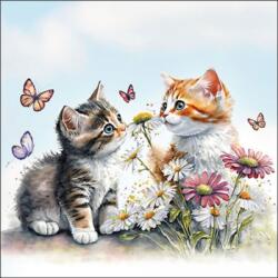 Ambiente Kittens in flower field papírszalvéta 33x33cm, 20db-os