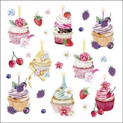 Ambiente Fruity Cupcakes white papírszalvéta 33x33cm, 20db-os