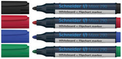 Schneider Tábla- és flipchart marker készlet 2-3mm, kerek végű Schneider Maxx 290, 4 klf. szín (36354)