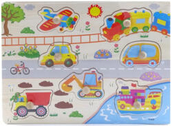  Fogantyús fa puzzle, fogós puzzle, kirakó 30x23 cm - Járművek Nr2