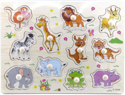  Fogantyús fa puzzle, fogós puzzle, kirakó 30x23 cm - Állatos Nr4