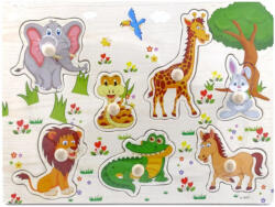  Fogantyús fa puzzle, fogós puzzle, kirakó 30x23 cm - Állatos Nr3