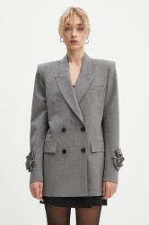 MSGM gyapjú kabát szürke, sima, kétsoros gombolású, 3741MDG18X. 247506 - szürke 38