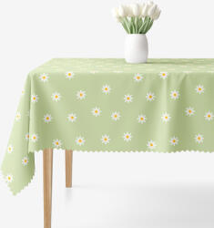 Goldea teflonos asztalterítő - százszorszépek zöld alapon 100 x 100 cm