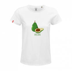 Dressa Avocado mintás női környakú rövid ujjú biopamut póló - fehér-3XL (dc101384-6)