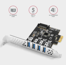 AXAGON PCEU-43RS PCIe Controller 4x SuperSpeed USB (PCEU-43RS) - vegyesbolt