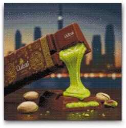 Gyémántszemes kirakó - Dubai csokoládé 3 Méret: 50x50cm, Keretezés: Keret nélkül (csak a vászon), Gyémántok: Kerek