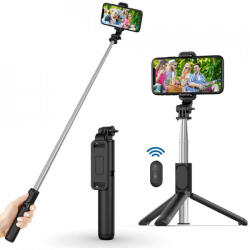 Techsuit Selfie Stick cu trepied telescopic și telecomandă Bluetooth 101 cm Negru