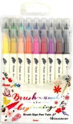 Pentel ecsettoll kétvégű Twin Brush Pen 18 db-os szett (SESW30C-18)