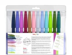 Pentel ecsettoll kalligrafikus hajlékony hegyű Brush Sign Pen 12 db-os - világosabb színek (SES15C-12)