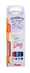 Pentel ecsettoll kalligrafikus hajlékony hegyű Brush Sign Pen 4 db-os - orgona, pink, vkék, lila (SES15-4COL)