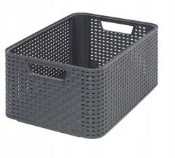 Keter Stílusos Tartós Kosár Curver Style M Tároló Rattan Kosár Sötét Szürke 18 L (STR-205845)
