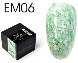 Everin Marble Color Gel EM06 - Gel color cu efect marmurat verde pastel și fulgi aurii (5g) (EM06)