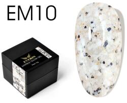Everin Marble Color Gel EM10 - Gel color cu efect marmurat alb-natural și particule negre-aurii (5g) (EM10)