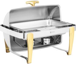Royal Catering Chafing - GN 1/1 - arany díszítőelemek - roll-top fedél - 9 l - 2 fűtpaszta-tartó - Royal Catering (RCCD-RT22_9LG)