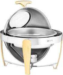 Royal Catering Chafing - kerek - arany díszítőelemek - roll-top fedél - 6 l - Royal Catering (RCCD-RT21_6LG)