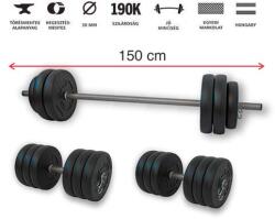 GazoFitness GazoFitness® Hardcore Szett 60 Kg / 150 cm hosszú rúddal/