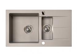 Marmorin Isao 1, 5 Medencés Mosogató Gyümölcsmosóval és Csepegtetővel 780x435x170 Taupe Gray
