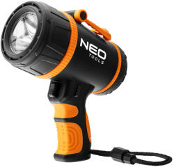 NEO TOOLS Keresőlámpa, 1000lm fényerő, 3, 7V/2200mAh akku, vízálló, powerbank funkció, töltéskijelző, 350m hatótávolság (99-114) - olaj