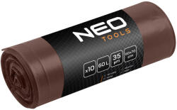 NEO TOOLS Szemeteszsák 60l, 60x70cm, barna, erősített, vastagság: 35mic, 10db (15-993) - olaj