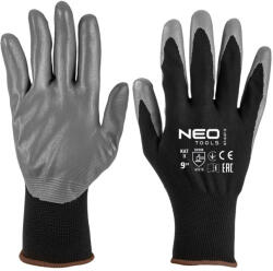 NEO TOOLS Munkakesztyű, nitril bevonatú poliészter, 4131X, 9, Rendelési egység: 12db (97-647-9) - olaj