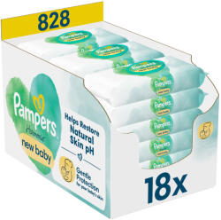 Pampers Harmonie New Baby Plastic Free műanyagmentes nedves törlőkendő (18x46 db)