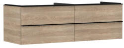 Hansgrohe Xelu Q Konzolos mosdószekrény négy fiókkal 1560/550 mosdótálakhoz, matt fekete fogantyú/természetes tölgy 54092670 (54092670)