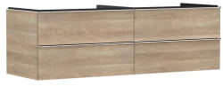 Hansgrohe Xelu Q Konzolos mosdószekrény négy fiókkal 1560/550 mosdótálakhoz, króm fogantyú/természetes tölgy 54092000 (54092000)