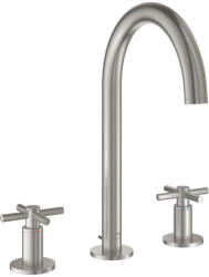 GROHE Atrio 3-lyukas mosdócsaptelep L-es méret, húzórudas leeresztővel, rozsdamentes acél hatású 20643DC0 (20643DC0)
