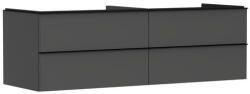 Hansgrohe Xelu Q Konzolos mosdószekrény 4 fiókkal 1560/550 mosdótálakhoz, matt fekete fogantyú/matt szürke gyémánt 54091670 (54091670)