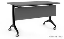 UNIQUE YUMI S görgős íróasztal, fekete váz, takaró panellel