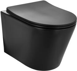 Gamma Mut, falra akasztható wc csésze 48x37 cm Perem nélküli, lassan eső ülőfelülettel, fekete matt, GMA-MUT201-BK (GMA-MUT201-BK)