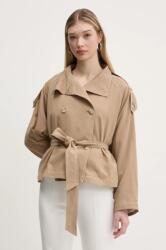 HUGO BOSS vászonkeverék kabát női, bézs, átmeneti, oversize, 50536642 - bézs 42