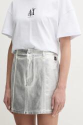 Armani Exchange pamut szoknya ezüst, mini, egyenes, XW000099 AF10836 - ezüst 34