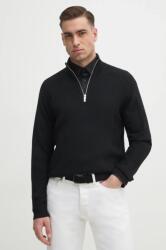 Giorgio Armani gyapjúkeverék pulóver könnyű, férfi, fekete, félgarbó nyakú, 6DZM6L ZM5BZ - fekete XL