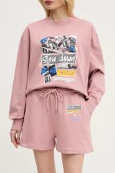 Moschino Jeans pamut rövidnadrág női, rózsaszín, nyomott mintás, közepes derékmagasságú, 0322 3228 - rózsaszín XS