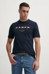 Tommy Hilfiger pamut póló sötétkék, férfi, nyomott mintás, MW0MW38616 - sötétkék XXL