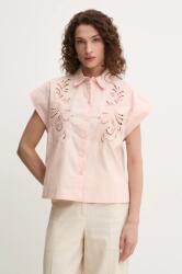 TWINSET pamut ing női, galléros, bézs, relaxed, 251TP2171 - bézs 38
