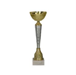 Serleg 9286 G 28cm. magas, csésze 8cm. , márvány 22x45 mm tapon, fém serleg